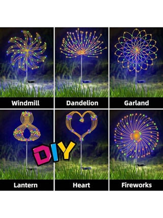 قطعة واحدة من مصباح الألعاب النارية بالطاقة الشمسية ، ضوء حديقة مضاد للماء للتركيب في الأرض له 8 أوضاع للزينة، مناسب للمسارات الخارجية والحديقة والزفاف والفناء والمرور وأحواض الزهور والديكور في المناسبات والأعياد الشتوية والديكور المنزلي والديكور الخارجي