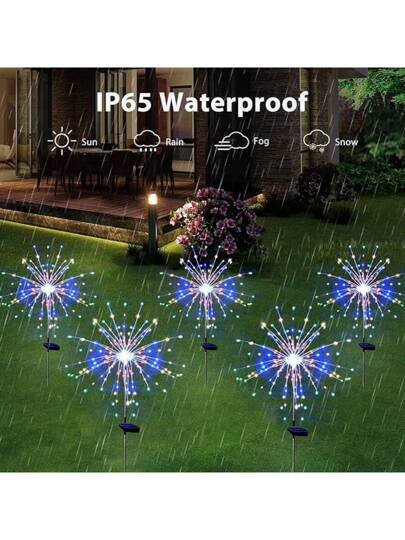 قطعة واحدة من مصباح الألعاب النارية بالطاقة الشمسية ، ضوء حديقة مضاد للماء للتركيب في الأرض له 8 أوضاع للزينة، مناسب للمسارات الخارجية والحديقة والزفاف والفناء والمرور وأحواض الزهور والديكور في المناسبات والأعياد الشتوية والديكور المنزلي والديكور الخارجي