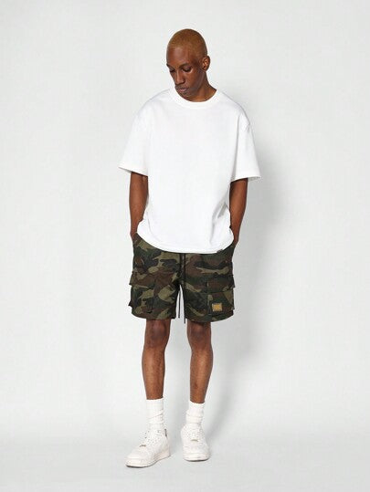 SUMWON بنطلون قصير كارجو مطبوع بنقشة الكاموفلاج