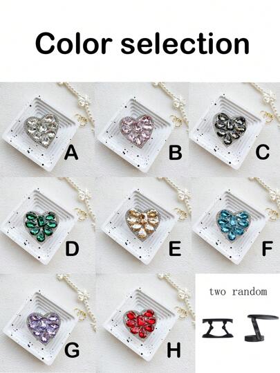 حامل هاتف مرآة وردي الشكل مرصع بالراين ستون ، خاتم أصبع مطاطي مرصع بالكريستال عصري، غطاء هاتف لاصق خلفي صالح للهواتف الذكية المختلفة للمشاهدة والتصوير ، هدية عيد ميلاد أو لعائلة أو أصدقاء، اكسسوارات الهاتف