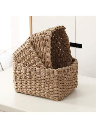 3 قطع/1 قطعة سلة تخزين محاكة، أدوات منظمة للرفوف، حاويات التخزين، أدراج الخزائن ، سلال صغيرة من الحصير، للمنظم المنزل في المطبخ والحمام والغرفة والغرفة المعيشة، سلال بوهيمية للزينة ساحلية، تراكيب هندسية لديكور الحديقة الداخلي/الخارجي، عودة إلى المدرسة