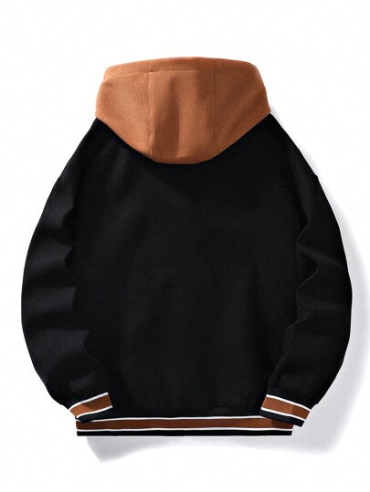 جاكيت بطباعة أحرف مقلم مخطط رباط قبعة للرجال