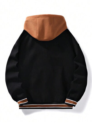 جاكيت بطباعة أحرف مقلم مخطط رباط قبعة للرجال