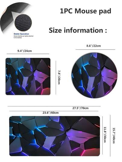 حصيرة الماوس للألعاب والعمل بنمط هندسي عصري ومضادة للانزلاق، متوفرة ب4 مقاسات للاختيار