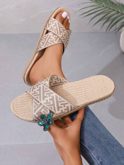 نساء جدد الوصول الطبيعي الكتابة على الكتان عبر خف زلة كاكي، امتصاص العرق ومتعدد الاستخدامات لفصل الصيفرمضان