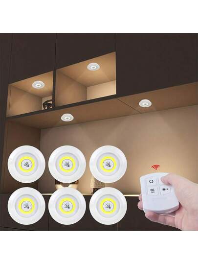 6 قطع/ 3 قطع/قطعة واحدة من مصابيح الخزائن اللاسلكية الذكية بتقنية COB مع إضاءة ليلية بالأشعة تحت الحمراء بجهاز التحكم عن بعد - مثالية لخزانة الملابس، والمطبخ وغيرها.