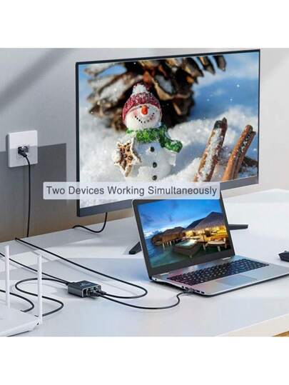 مفتاح تبديل إيثرنت جيجابت  مقسم RJ45 محول تمديد جيجابت LAN محول منافذ شبكة 1 إلى 2 بسرعة 1000 ميجابت في الثانية لجهاز الكمبيوتر المحمول وصندوق التلفزيون والموجه