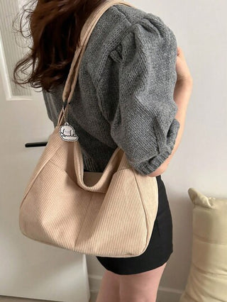 حقيبة كتف/متقاطعة كاجوال على الطراز الكوري بتصميم أدبي ياباني أنيق بطراز بسيط للطلبة على الطراز الكوري، حقيبة مبطنة بقماش النطاع القطني العريض مرن ومتعدد الاستخدامات