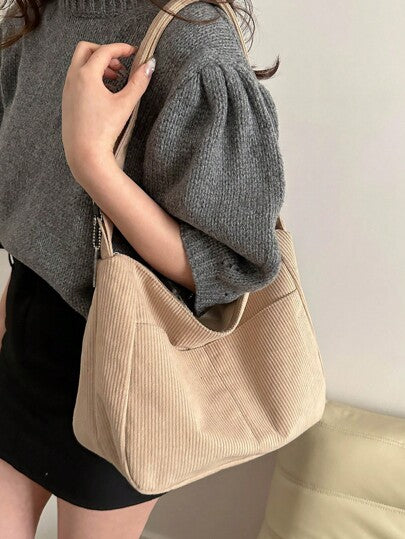 حقيبة كتف/متقاطعة كاجوال على الطراز الكوري بتصميم أدبي ياباني أنيق بطراز بسيط للطلبة على الطراز الكوري، حقيبة مبطنة بقماش النطاع القطني العريض مرن ومتعدد الاستخدامات