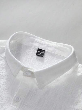 Manfinity Homme قميص رجالي أنيق ذو أكمام قصيرة، طراز عطلة صيفية كاجوال، نسيج متناسق، ربطة عنق، مناسب للخروج