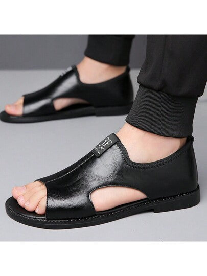 نعال صيفية رجالية غير رسمية قاع ناعم سطح ناعم مانع للإنزلاق، صنادل منفذة للهواء دون ربط للقيادة