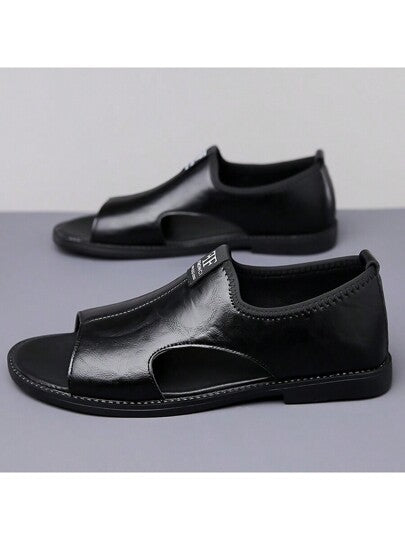 نعال صيفية رجالية غير رسمية قاع ناعم سطح ناعم مانع للإنزلاق، صنادل منفذة للهواء دون ربط للقيادة