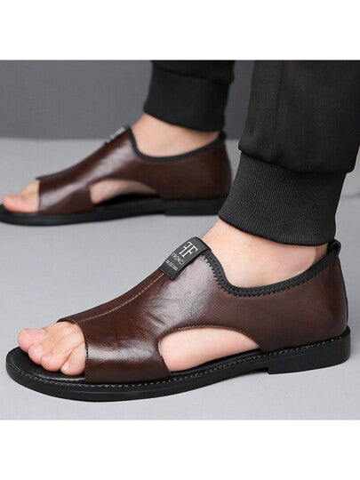 صنادل رجالية كاجوال ذات قاعدة ناعمة ومسامية لا تنزلق، مفرغة للصيف مناسبة للقيادة