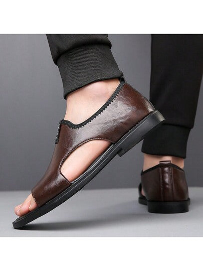 صنادل رجالية كاجوال ذات قاعدة ناعمة ومسامية لا تنزلق، مفرغة للصيف مناسبة للقيادة