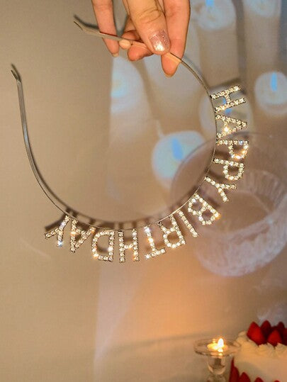 1 حزام راس لمناسبة عيد ميلاد سعيد مزين بحجر الراين للفتيات، زينة للحفلات والتصوير