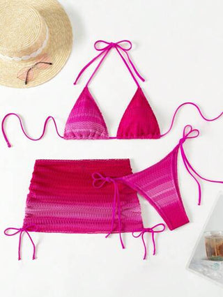 Swim Mod مجموعة بكيني مفصولة بحمالة عنق ولون متعددة للسيدات مكونة من ثلاث قطع، للصيف على الشاطئ
