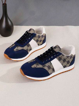 أكسفورد أزرق داكن للنساء مزركش بزهور، أحذية رياضية خفيفة ناعمة القاعدة مضادة للانزلاق متعددة الاستخدامات للخارج والجامعة، أربع مواسم بأسلوب بريطاني كلاسيكي