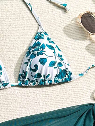 Swim Mod طقم بكيني مطبوع بزهور 2 قطعة، 3 قطع صيفي