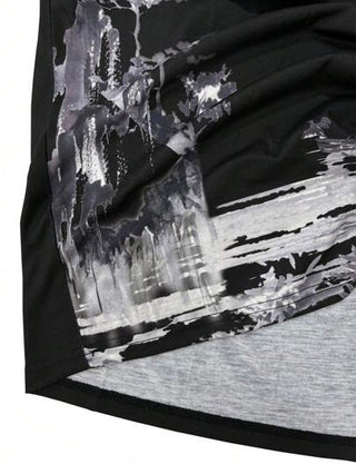 Manfinity Homme تي شيرت بطباعة مناظر طبيعية للرجال