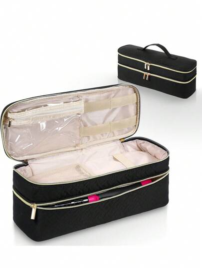 حافظة سفر مزدوجة الطبقة متوافقة مع فرشاة مجفف الشعر بخطوة واحدة الأصلية 1.0، بلس 2.0 والمصفف، باللون الأزرق المائل إلى الخضرة