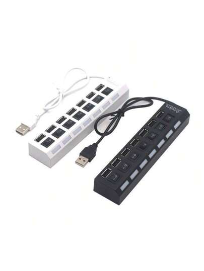 موزع 7 منافذ USB مع مفتاح فردي، موزع 4 منافذ USB مع مفتاح فردي، قابس محول مُعزّز متعدد المنافذ مع مفتاح تشغيل / إيقاف، مجزئ شاحن للحاسب الآلي والهاتف والكمبيوتر اللوحي بدون إمكانية الشحن