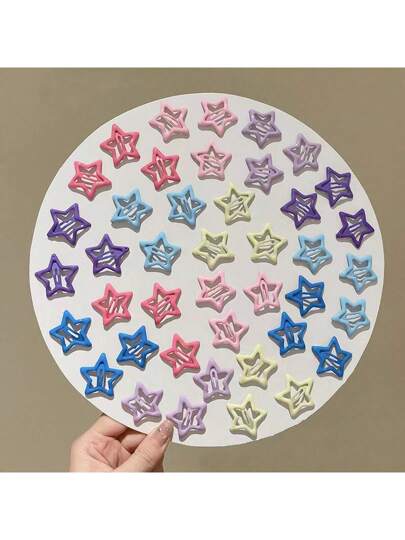 20 قطعة/30قطعة مشابك شعر على شكل نجوم ملونة جميلة، مناسبة للفتيات، مشابك شعر جانبية للأميرات، مشابك BB للأداء والحفلات والاستخدام اليومي (في كيس OPP)