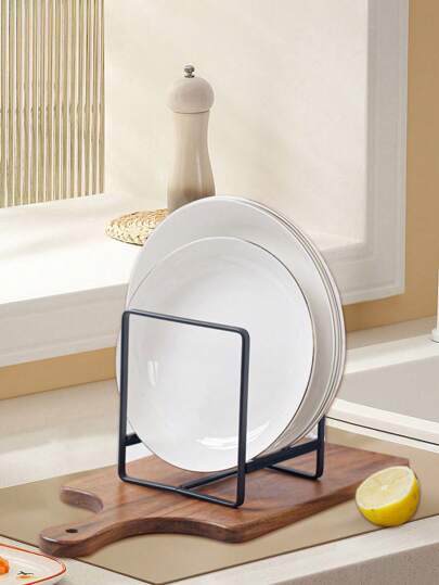 SHEIN Basic living قطعة واحدة أسود طبق مقبض منظم طبق رف تجفيف مطبخ طبق منظم , طبق مقبض , أدوات المائدة منظم