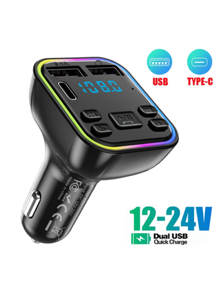 simr قطعة واحدة من مشغل سيارة BT Mp3 اللاسلكي المحول اللاسلكي FM USB C النوع C مزدوج USB شاحن سيارة مجهز بملحقات السيارة، مشغل MP3 FM موديولاتور
