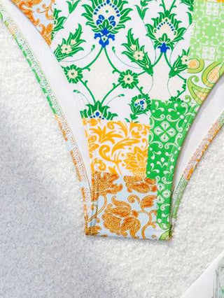 مايوه حريمي قطعة واحدة Swim بدلة سباحة نسائية كاملة الطول بتصميم V الرقبة الحالك مع نقشة زهرية على طراز الأعياد والإجازات، طباعة نمط عشوائي الألوان صيفي