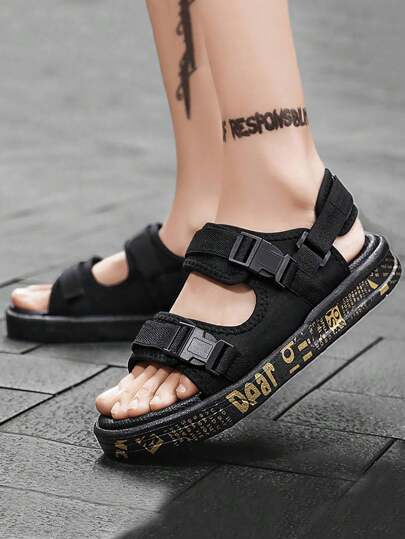 صنادل صيفية للرجال لعام 2024 جديدة - قاع ناعم مضاد للانزلاق, أحذية شاطئ موضة عفوية قابلة للفك ذات استخدام مزدوج, نمط عشوائي جانبي