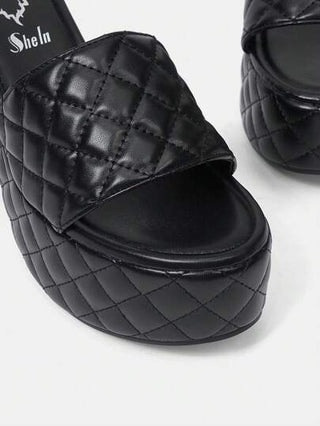 SheIn ICON أحذية كعب سميك منصة نسائية ، أحذية مفتوحة الأصابع ذات موحد اللون مضادة للانزلاق ، أحذية كعب عالي كاجوال للخارج عطلة صيفية تخفيضات هالوين