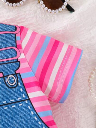 فساتين بيبي فستان تي شيرت صيفي يونيكورن طباعة للبنات 2 في 1