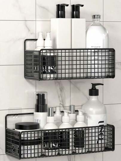 رف تخزين حديد للحمام والمطبخ، رف تخزين جداري غير مسامي، منظم رف تخزين للحمام والمطبخ