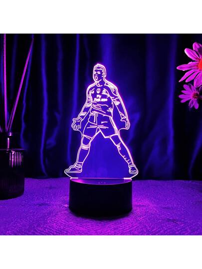 لمبة ليلية ثلاثية الأبعاد إبداعية لسلسلة كرة القدم مع لمس التحكم وتغيير اللون ل- 7 ألوان وزخرفة لغرفة النوم مصباح ومنضدة وشحن يو إس بي وهدية عطلة لعشاق كرة القدم