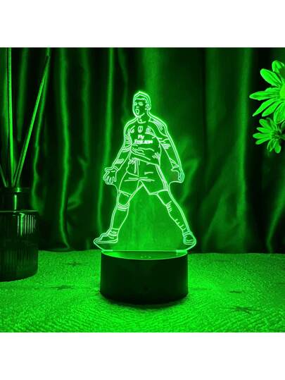 لمبة ليلية ثلاثية الأبعاد إبداعية لسلسلة كرة القدم مع لمس التحكم وتغيير اللون ل- 7 ألوان وزخرفة لغرفة النوم مصباح ومنضدة وشحن يو إس بي وهدية عطلة لعشاق كرة القدم
