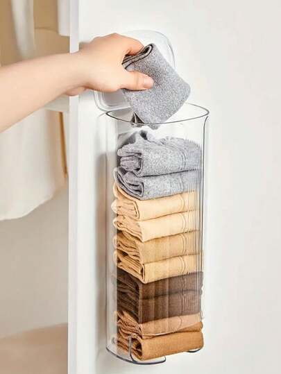 صندوق تخزين جوارب مع سحاب وغطاء , منظم جداري لحفظ أكياس القمامة و الملابس الداخلية ومستلزمات التخزين المنزلية، مناسب للحمام والغرفة وغرفة النوم و غرفة النوم في المسكن الجامعي