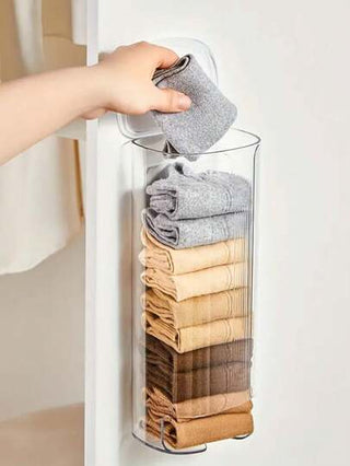 صندوق تخزين جوارب مع سحاب وغطاء , منظم جداري لحفظ أكياس القمامة و الملابس الداخلية ومستلزمات التخزين المنزلية، مناسب للحمام والغرفة وغرفة النوم و غرفة النوم في المسكن الجامعي