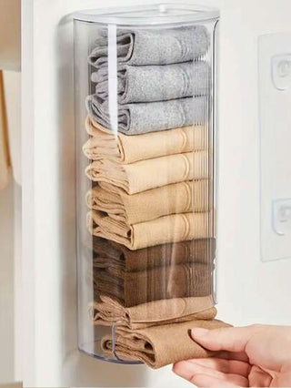 صندوق تخزين جوارب مع سحاب وغطاء , منظم جداري لحفظ أكياس القمامة و الملابس الداخلية ومستلزمات التخزين المنزلية، مناسب للحمام والغرفة وغرفة النوم و غرفة النوم في المسكن الجامعي