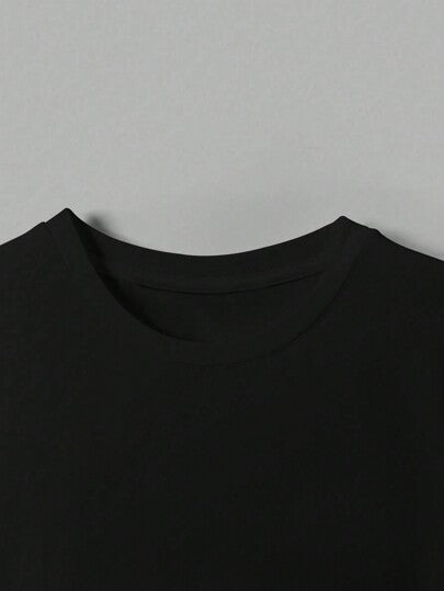 تي شيرت صيفي للأولاد مطبوع برسم نحتي بأكمام قصيرة وياقة دائرية