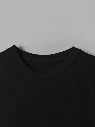 تي شيرت صيفي للأولاد مطبوع برسم نحتي بأكمام قصيرة وياقة دائرية