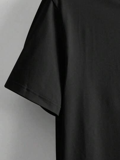 تي شيرت صيفي للأولاد مطبوع برسم نحتي بأكمام قصيرة وياقة دائرية