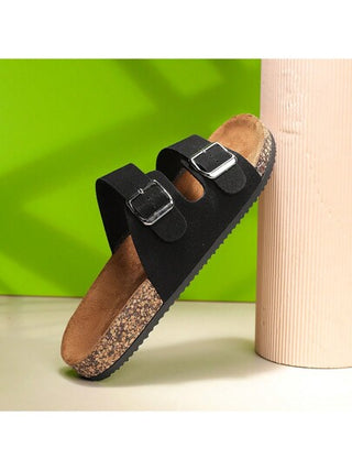 شبشب من الفلين النسيجي المسطح بإبزيم أنيق بأسلوب العطلات البحرية لكل الجنسين الذين يحبون الأناقة في الخارج والترفيه في الشاطئ في الصيف