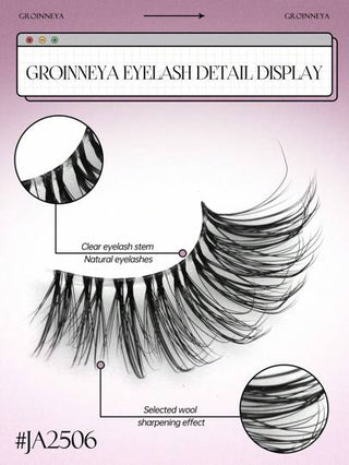 GROINNEYA عيدان أربعة أخمص شفافة الحزم الرموش القط العين الكاذبة قصيرة ناعمة 3D رموش فو مختلفة الفراء ناعمة مكياج طبيعي (JA2506) رموش رموش اصطناعي