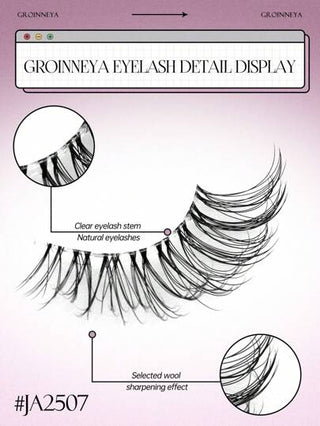 GROINNEYA 10 ازواج رموش نصفية مع شريط شفاف للعينين، رموش صناعية عين القطة طول مختصر وناعمة ثلاثية الأبعاد بديلة لفروة الدمية، مكياج ناعم وطبيعي (JA2507) رموش رموش اصطناعي