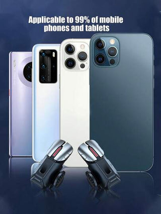 أزرار ألعاب الهاتف المحمول، مشغلات ألعاب الهاتف المحمول، يعتمد مشغل الألعاب المحمول تصميم مشبك فريد يمكن استخدامه مع حماية الشاشة وعلب الهواتف لتحريك وضبط الزوايا والهدف والتصوير بالإصبعين الإبهام والسبابة في اليدين. يقلل التصميم البسيط من استخدام شاشة ال