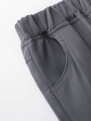 SHEIN بناطيل رمادية للأولاد بخصر مطاطي، بنطلونات مريحة للربيع والخريف للأطفال، مناسبة للارتداء اليومي، والشاطئ، العطلات، السفر، الاسترخاء، التشمس، الصيف