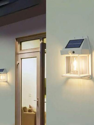 مصباح جداري بمستشعر الحركة Pir المدعوم بطاقة شمسية Led و مقاومة للماء بتصميم الفيلمنت المناسب للاستخدام الخارجي كحديقة منزل، فناء، شرفة، ممر، مشهد، فيلا، حديقة، مدخل السيارات، سياج، مرآب و تحفيز الجدار
