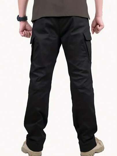 بنطلون بحمالة رجالي عادي بلون واحد ذو ساق مستقيمة