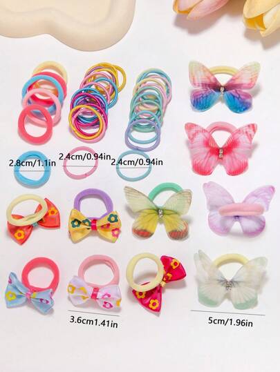 مجموعة مكونة من 266قطعة من لاصقات الشعر الملونة للفتيات، اكسسوارات شعر جميلة على شكل أحزمة شعر، مجموعة مطاطية من الشرائط لتصفيف الشعر المرفوع