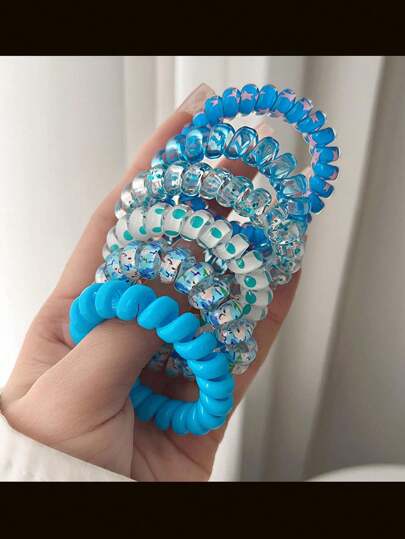 6 قطع/مجموعة ربطات شعر باللون الحلوى للبنات، باندات الشعر، كرانشات الشعر، لا تلحق ضرراً بالشعر